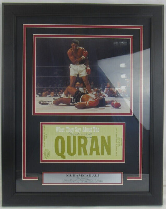 Muhammad Ali Signed Framed Islam Pamphlet w/ 8x10 Sonny Liston KO Photo JSA YY37557