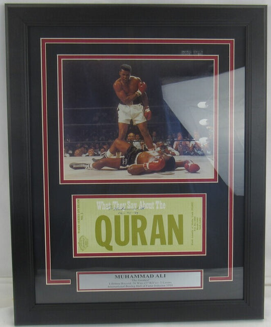 Muhammad Ali Signed Framed Islam Pamphlet w/ 8x10 Sonny Liston KO Photo YY37556