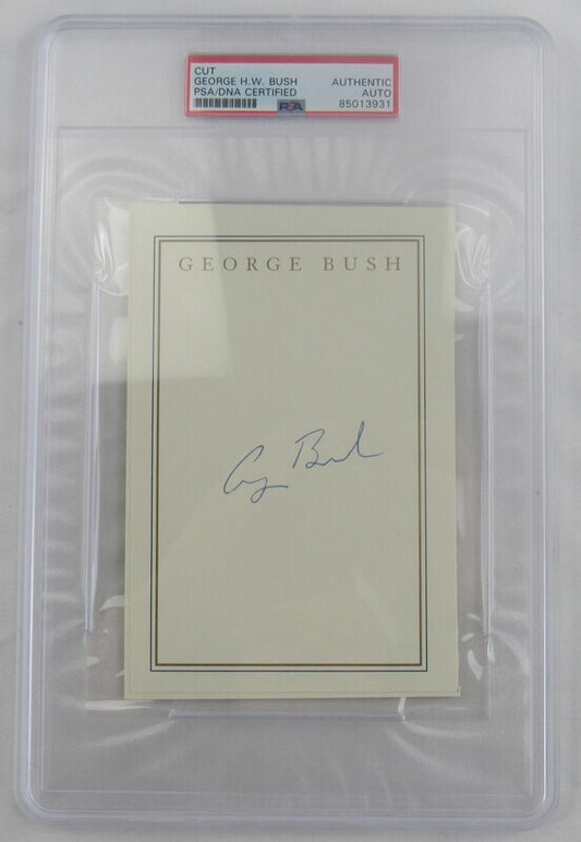 George HW Bush 41st US President Signed 4x6 Cut Signature Bookplate PSA/DNA Encapsulated