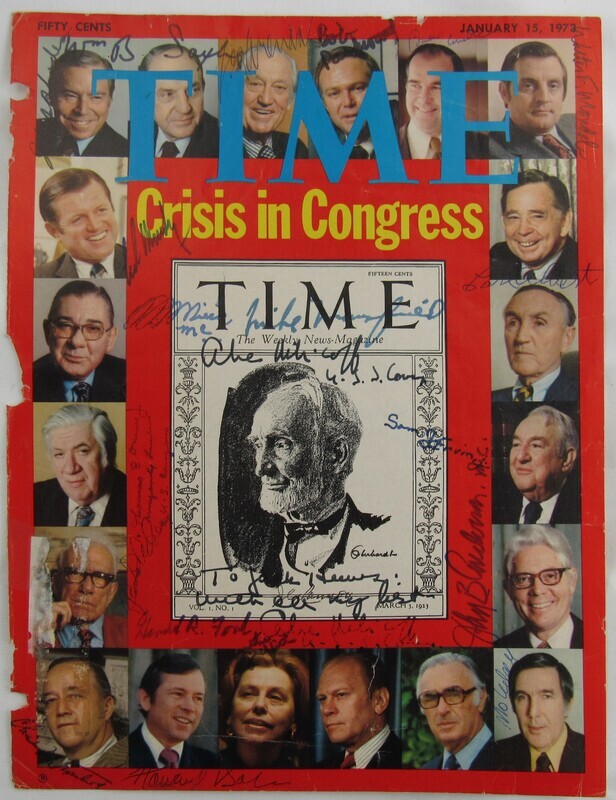 Ted Kennedy Walter Mondale +18 Signed Auto Autograph Time Magazine Cut Cover 1/15/73 PSA AN04067