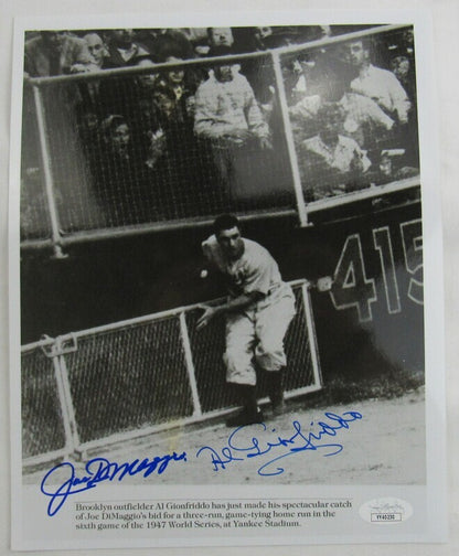 Joe DiMaggio Al Gionfriddo Signed Auto Autograph 8x10 Photo JSA LOA YY40230