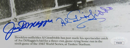 Joe DiMaggio Al Gionfriddo Signed Auto Autograph 8x10 Photo JSA LOA YY40230