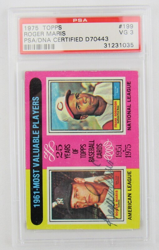 Roger Maris Signed Auto Autograph Encapsulated 1975 Topps Card PSA/DNA