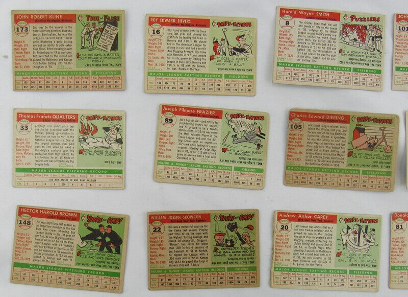 1955 Signed Topps Baseball Cards Dale Long Billy Gardner Bob Kline +more