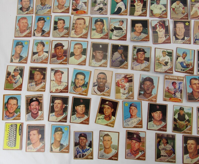 Lot of 94 Signed 1962 Topps Baseball Cards Earl Robinson Bobby Shantz Brooks Robinson & More