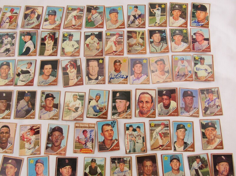 Lot of 94 Signed 1962 Topps Baseball Cards Earl Robinson Bobby Shantz Brooks Robinson & More