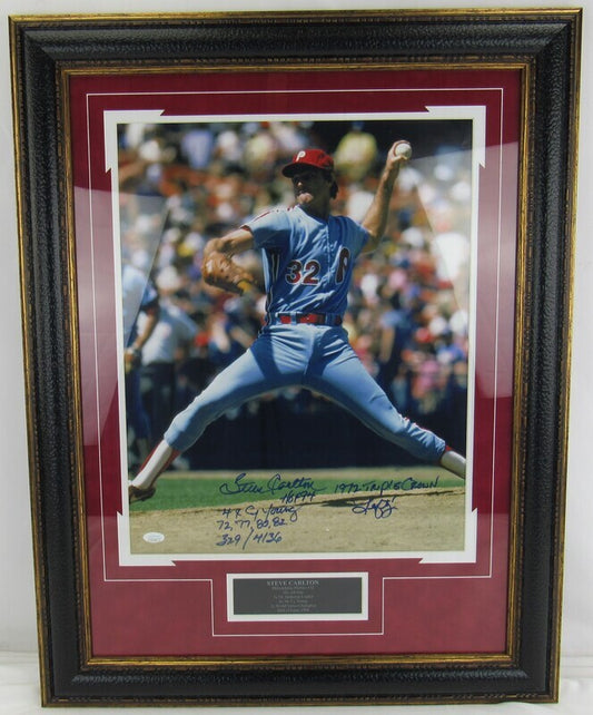 Steve Carlton Signed Auto Autograph Framed 16x20 Photo JSA CC52640