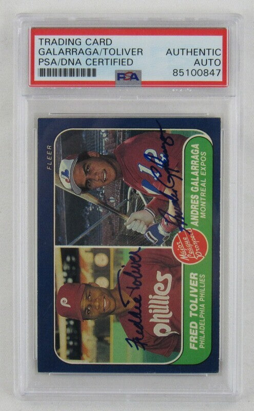 1986 Fleer Andres Galarraga Fred Toliver Signed Auto Autograph  Card PSA/DNA Encapsulated