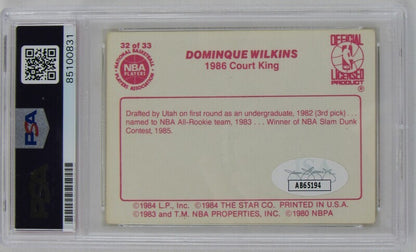 1985 Star Dominique Wilkins Signed Auto Autograph Card PSA/DNA Encapsulated