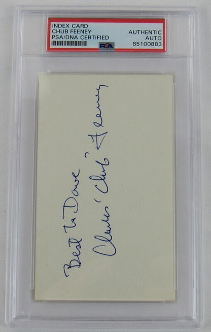 Chub Feeney Signed Auto Autograph Index Card PSA/DNA Encapsulated