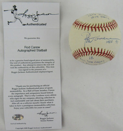 Rod Carew Signed Auto Autograph Rawlings Baseball w/ Multiple Insc Reggie Jackson Authenticated II