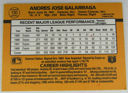 1989 Donruss #130 Andres Galarraga Signed Auto Autographed Card