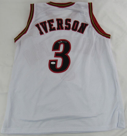 Allen Iverson Signed Auto Autograph Replica 76ers White Jersey JSA Witness