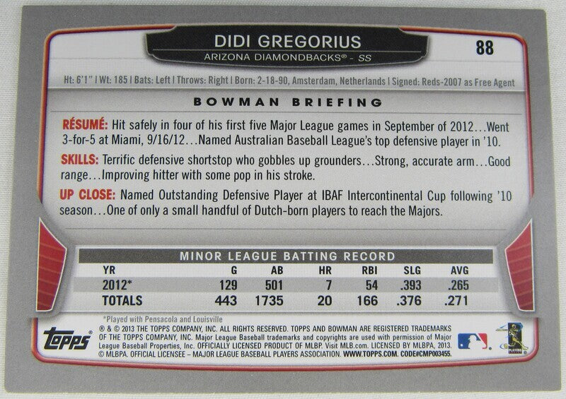 2013 Topps Didi Gregorius Signed Auto Autographed Card