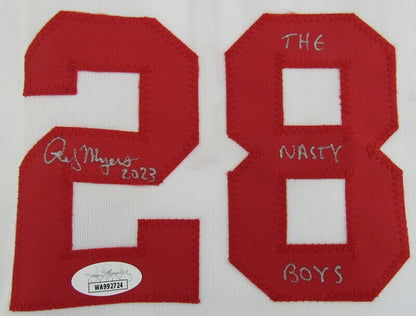 Randy Myers Norm Charlton Rob Dibble Signed Auto Autograph Replica Reds Jersey w/ Insc JSA Witness COA