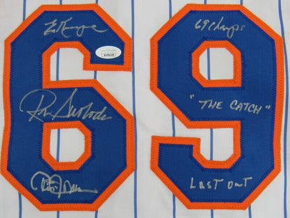 Cleon Jones Ed Kranepool Ron Swoboda Signed Auto Autograph Replica Mets Jersey w/ Insc JSA Witness COA