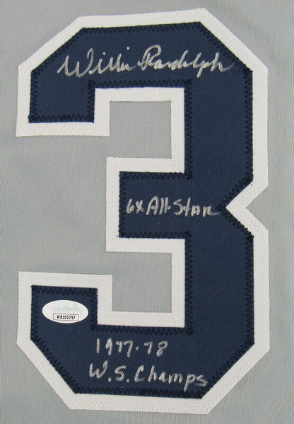 Willie Randolph Signed Auto Autograph Replica Yankees Jersey w/ Insc JSA Witness