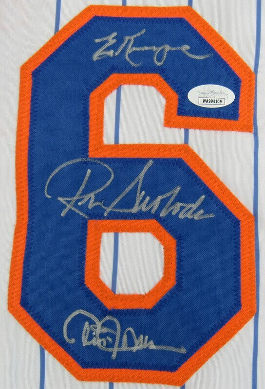 Cleon Jones Ed Kranepool Ron Swoboda Signed Auto Autograph Replica Mets Jersey w/ Insc JSA Witness COA