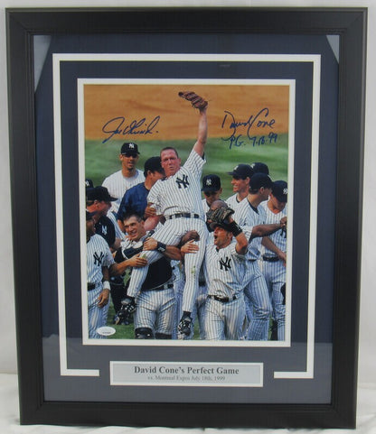 David Cone Joe Girardi Signed Auto Autograph Framed 11x14 Photo JSA Witness