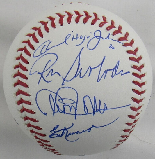 Mookie Wilson Dwight Gooden Howard Johnson +4 Signed Auto Autograph Rawlings Old Timers Day Baseball III