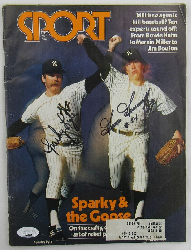 Goose Gossage Sparky Lyle Signed Auto Autograph Sport Magazine April 1978 Issue JSA AQ68201