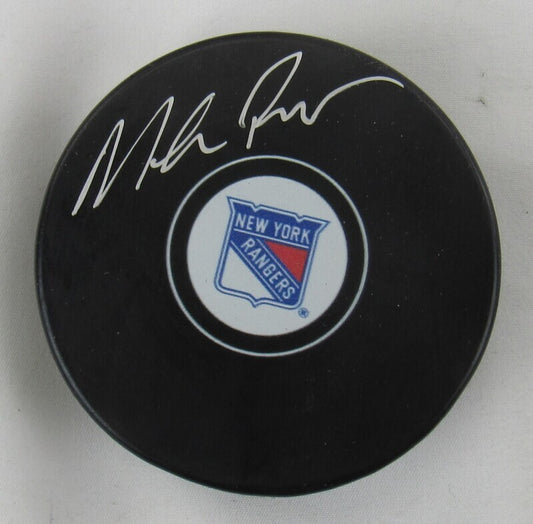 Mike Richter Signed Auto Autograph Rangers Logo Hockey Puck JSA Witness