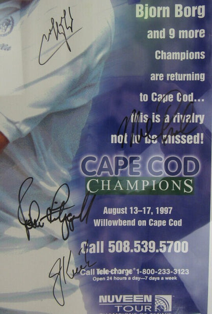 Andres Gomez, Mel Purcell, Guillermo Vilas, Signed Auto Autograph Cape Cod Champions Tennis 18x24 Poster JSA AQ79139