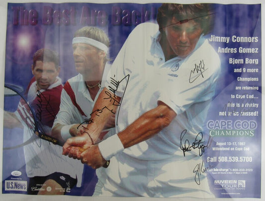 Andres Gomez, Mel Purcell, Guillermo Vilas, Signed Auto Autograph Cape Cod Champions Tennis 18x24 Poster JSA AQ79139