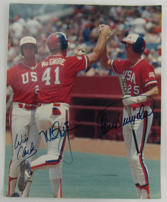 Mark McGwire Will Clark Cory Snyder Signed Auto Autograph 8x10 Photo PSA AM02377