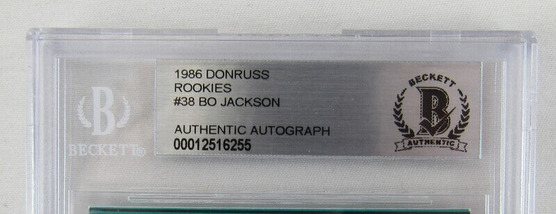 1986 Donruss Bo Jackson Signed Auto Autograph Card #38 Beckett Authentic Encapsulated III