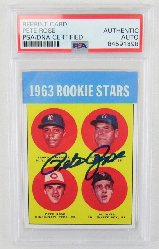 1963 Topps Pete Rose Signed Auto Autograph Rookie Card REPRINT  #537 PSA Authentic Encapsulated