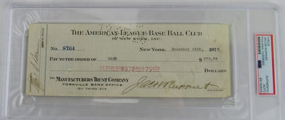 Jacob Ruppert Signed Auto Autograph Check PSA/DNA Encapsulated