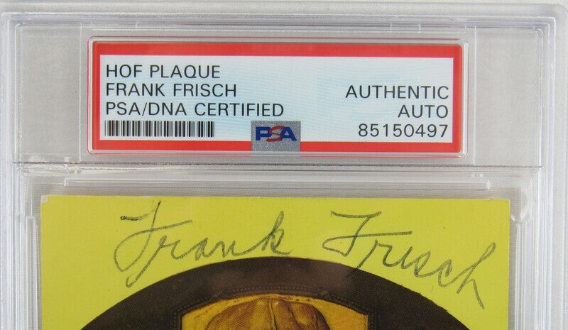 Frank Frisch Signed Auto Autograph HOF Plaque PSA/DNA Encapsulated