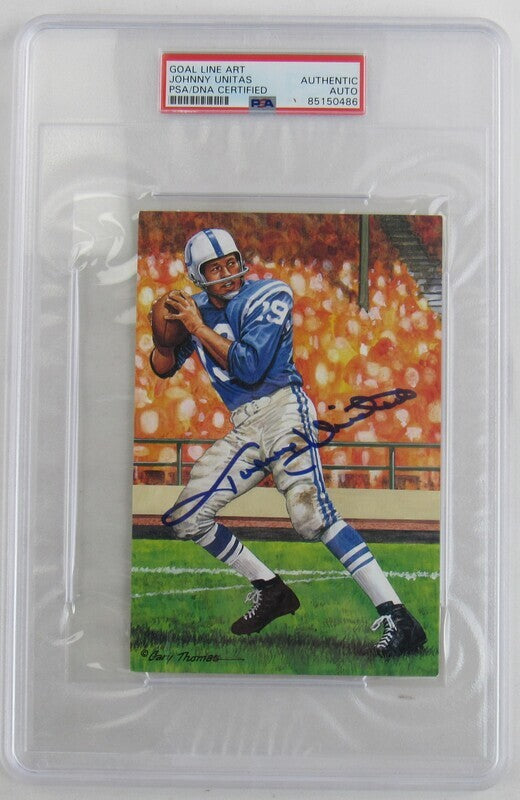 Johnny Unitas Signed Auto Autograph Goal Line Art PSA/DNA Encapsulated