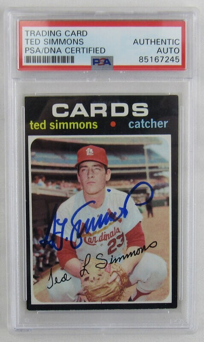 1971 Topps Ted Simmons Signed Auto Autograph Rookie Card #117 PSA/DNA Encapsulated