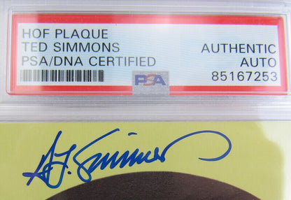 Ted Simmons Signed Auto Autograph HOF Plaque PSA/DNA Encapsulated