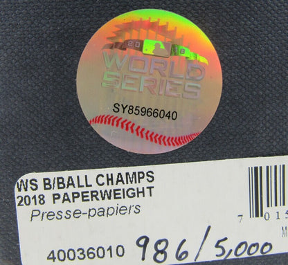 2018 World Series Champs Waterford Crystal Baseball Paperweight #986/5000 MLB Holo