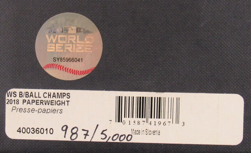 2018 World Series Champs Waterford Crystal Baseball Paperweight #987/5000 MLB Holo