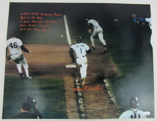 Mookie Wilson Signed Auto Autograph 16x20 Photo w/ Quote Insc JSA Witness