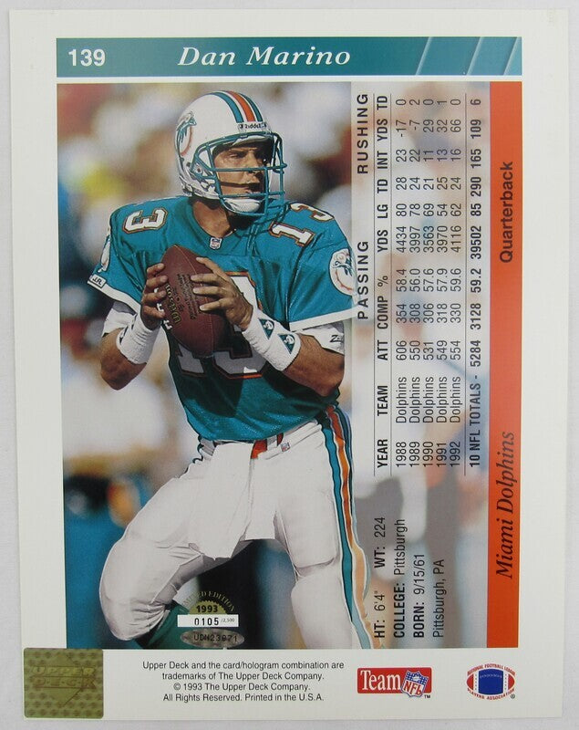 Dan Marino Signed Auto Autograph 8x10 Limited Edition Photo #105/2500 Upper Deck UDN23871