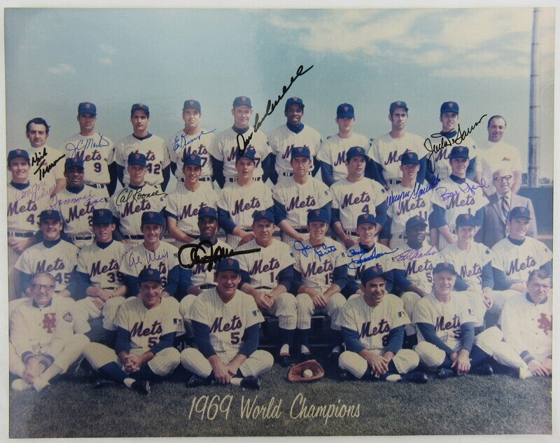 1969 World Champion Mets Multi Signed Auto Autograph 11x14 Photo VI