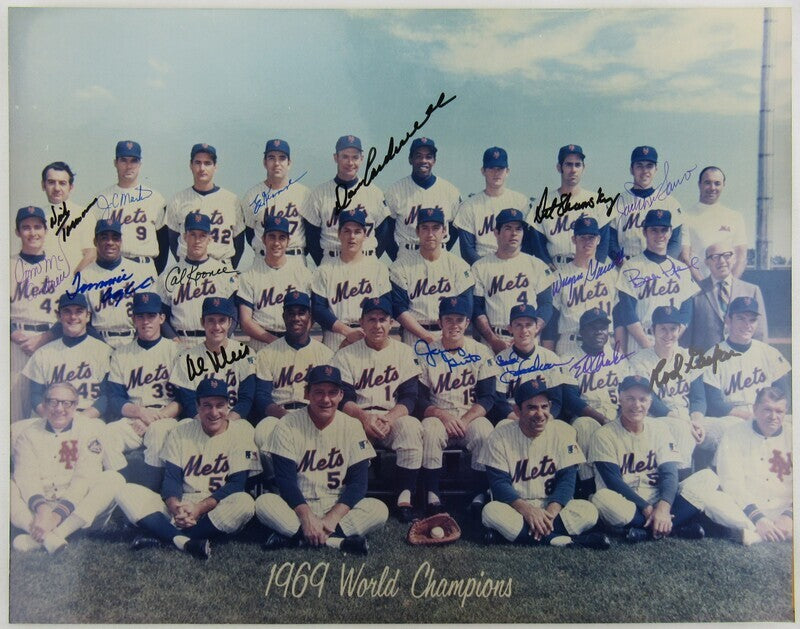 1969 World Champion Mets Multi Signed Auto Autograph 11x14 Photo VIII