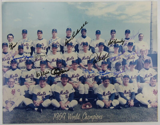 1969 World Champion Mets Multi Signed Auto Autograph 11x14 Photo XIV