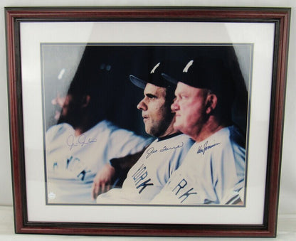 Chris Chambliss Joe Torre Don Zimmer Signed Auto Autograph Framed 16x20 Photo Steiner Sports COA