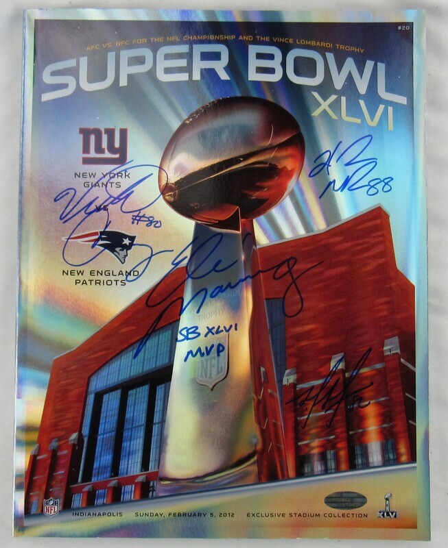 Eli Manning Victor Cruz Hakeem Nicks Signed Super Bowl XLVI Official Program Steiner