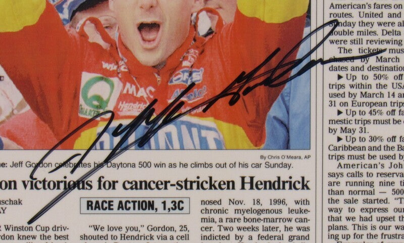 Jeff Gordon Signed Auto Autograph Framed Newspaper Cover JSA AL13470