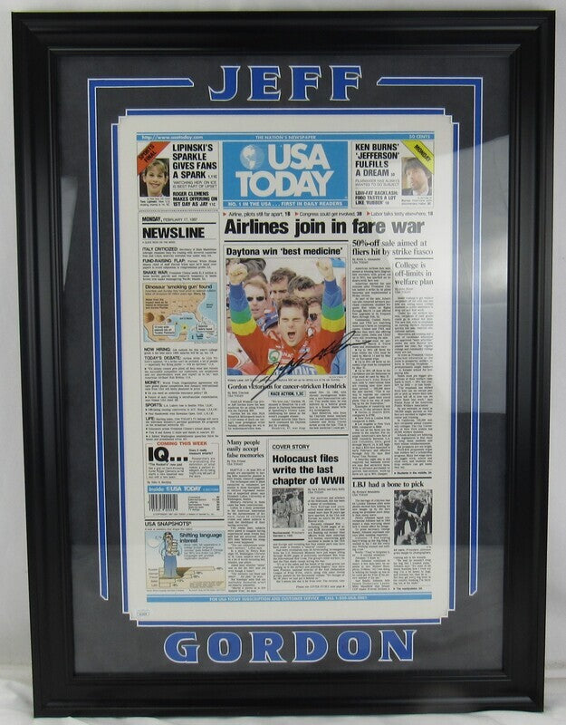 Jeff Gordon Signed Auto Autograph Framed Newspaper Cover JSA AL13470