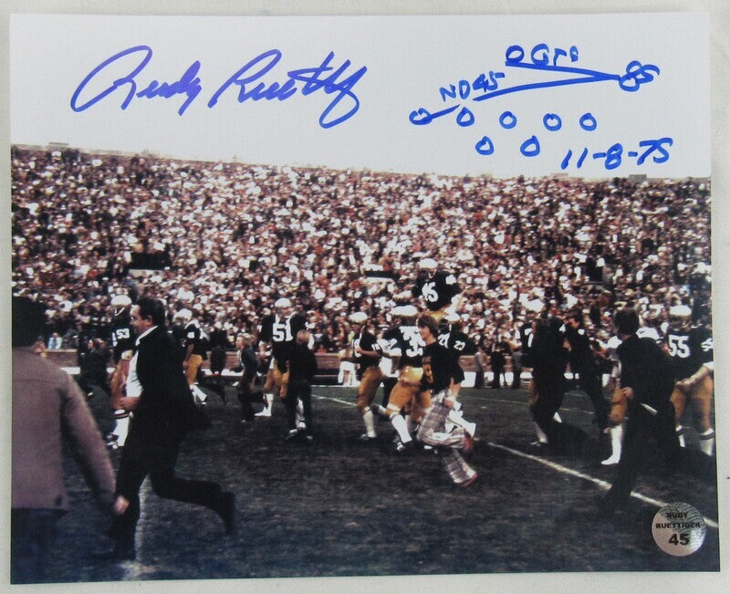 Rudy Ruettiger Signed Auto Autograph 8x10 Photo Rudy 45 Holo