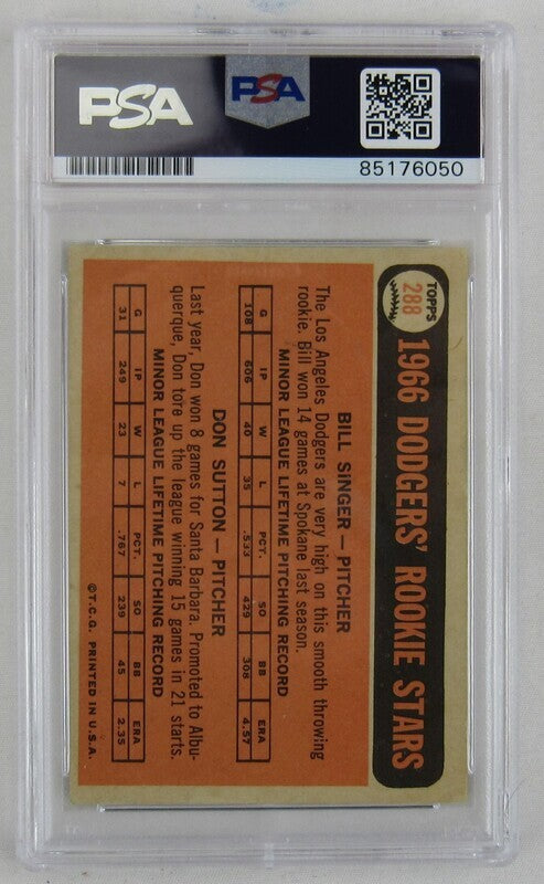 1966 Topps Don Sutton #288 Signed Auto Autograph Card PSA/DNA Encapsulated