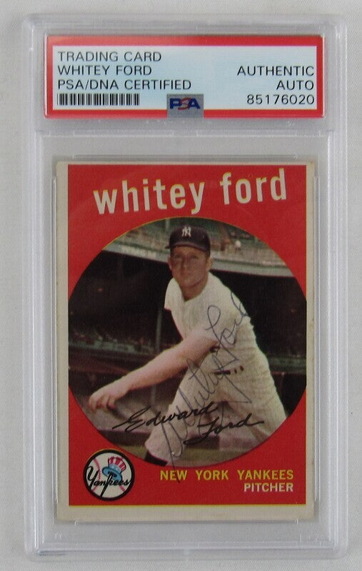 1959 Topps Whitey Ford #430 Signed Auto Autograph Card PSA/DNA Encapsulated